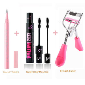 Bộ trang điểm mắt 3 trong 1 không thấm nước Máy uốn mi Mascara Bút kẻ mắt Bút chì kẻ lông mày Di động Hoàn chỉnh mỹ phẩm mắt