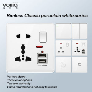 Vollia แผงสวิตช์ซ็อกเก็ตผนัง 1/2/3/4 แก๊ง 1/2 วิธีสวิตช์ไฟ ซ็อกเก็ตผนังสำหรับประเทศไทย แฟชั่นไฟฟ้าบ้านสวิทช์ซ็อกเก็ตแผง 2.1AUSB ไฟ 2 บรรจุภัณฑ์ ปลั๊กไฟ สวิตช์บ้าน สวิตช์บ้าน คู่สวิตช์ไฟ บ้าน