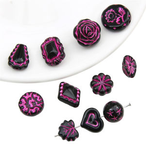 10-50Pcs Acrylic Baroque Vintage Beads Magic Mirror Heart Star Leaves Rose Tulip Flower Beads for Necklace Bracelet DIY Jewelry Making Accessories