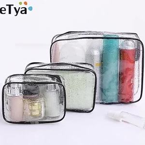 3 sets Transparent PVC Material Travel Bag Waterproof Cosmetics Makeup Toiletry Clear Wash Pouch Bag