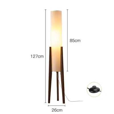 Japanese Floor Lamp Aesthetic Living Room Decoration Vintage Fabric Lantern With Solid Wood Stand Corner Decor Led Tree Lamp With Foot Switch