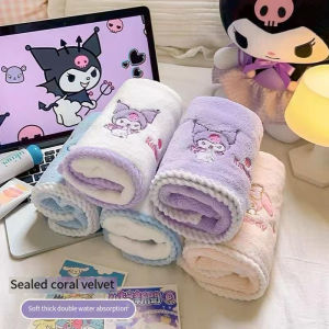 Christmas Gift Halloween 5Pcs Sanrio My Melody Quality Childrens Towel Thickened Household Coral Velvet Hand Washing Face Absorbent Super Soft Face Towel