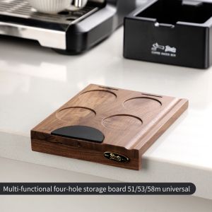 BINCOO Coffee Tamper Storage Plate Walnut Multifunctional Appliance Handle Filling Plate
