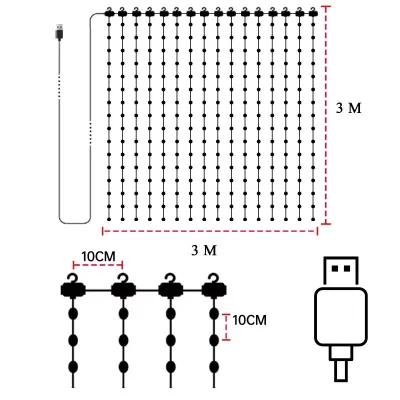 RGB Smart Colorful LED Window Curtain Lights IP65 400 RGB LED APP Control DIY Text and Pattern Fairy Lights for Christmas