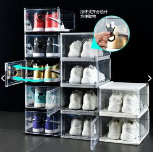 Thick clear plastic shoe box shoe detachably accommodated artifact shoe dust storage box folded trumpet