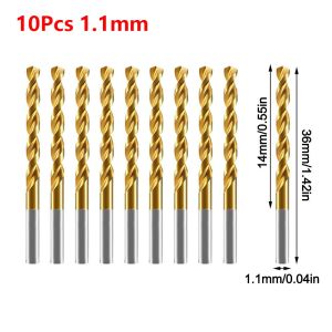 CHLOCH 10Pcs 1.0-2.0mm Mũi khoan cacbua vonfram Thép vonfram HRC55 Mũi khoan xoắn Thân thẳng Dụng cụ khoan loại Để khoan thép không gỉ