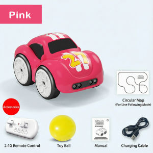 EZYLITTLES Smart 2.4G Hz RC Car Remote Control Electric Toy for Kids with Obstacle Sensor Music Follow Mode Early Learning Vehicle Hand Eye Coordination Interactive Racing Car Safe Design Gift for Boys Girls Indoor Outdoor Play