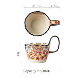 Omk phong cách Mỹ sơn tay underglaze chén ăn sáng gốm 400ml cốc cà phê cốc & đĩa cốc nước với muỗng