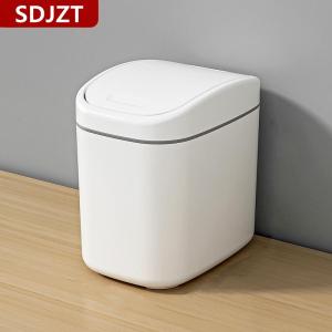 [COD] SDJZT ถังขยะพลาสติกขนาดเล็กถังขยะขนาดเล็กพร้อมฝาปิดแบบเขย่าสำหรับใช้ในบ้านสำนักงานถังขยะทำความสะอาดในครัวเรือน