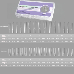 MS.W 240Pcs Sandwich Dual Nail Forms Reusable 15Sizes for Extension Coffin Round Nail Art Forms Manicure Tool