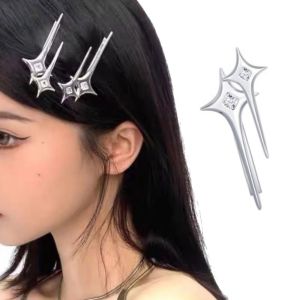 DOI4RE โลหะสำหรับตกแต่ง กิ๊บหนีบผม เงินสีเงิน เพชรประดับเพชร คลิปหน้าม้าแบบหนีบ ผ้าโพกศีรษะ คลิปผมสำหรับผู้หญิง สำหรับผู้หญิง