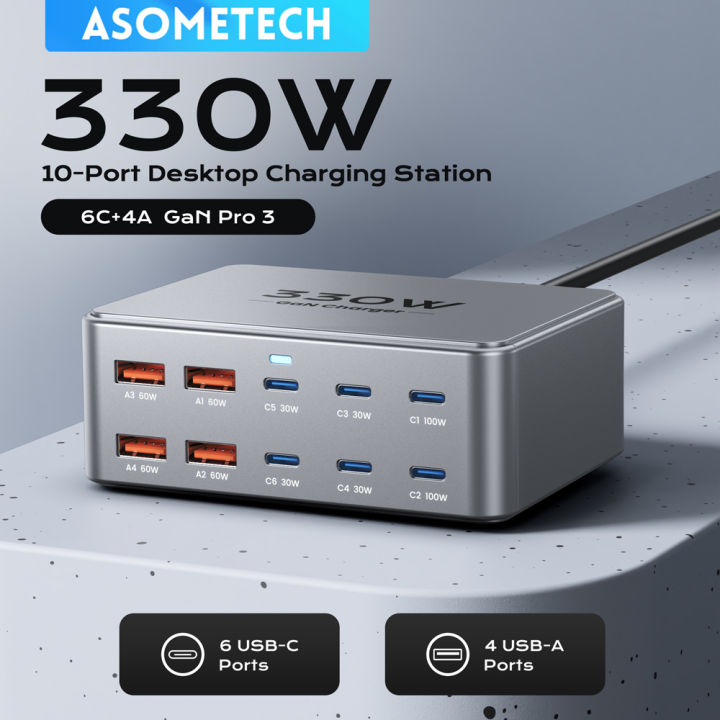 Asometech 330W gan loại USB C sạc nhanh 100W pd3.0 PPS QC3.0 Multiport ...
