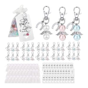 20Pcs/30Pcs Angel Keychain Wedding Birthday Party Kids Shower Baptism Communion Ceremony Alloy Horseshoe Pendant