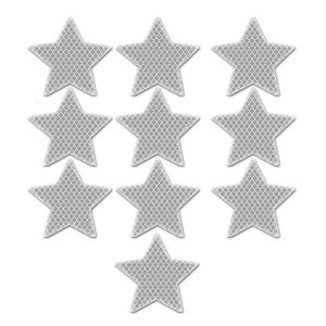 Pack of 10 Reflective Star Stickers Adhesive Warning Tapes for Vehicles Truck Waterproof Enhanced Night Visibility
