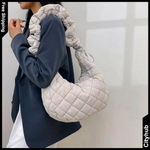Elegant Quilted Tote Bag for Women Large Puffer Shoulder Bag Spacious Carryall for Work and Casual Outings