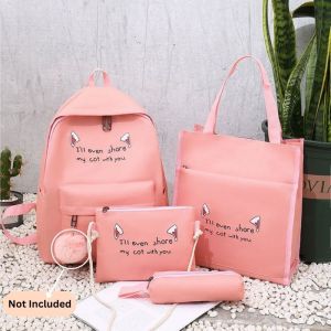 iFASHION 1217 Women 4 IN 1 Canvas School Student Backpack Set For Teen Wanita Beg Galas Belakang Sekolah