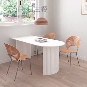 Nordic Dining Table Small Family Dining Table Modern Simple Semi Circular Dining Table Light Luxury Pure White Rock Board Dining Table And Chair Combination