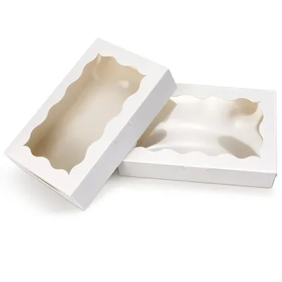 ZEFUVA 5/10pcs Giấy kraft Hộp bánh Di động Hình chữ nhật Hộp bánh Cupcake bánh ngọt Có cửa sổ Hộp đóng gói quà tặng Cho lễ Tạ ơn giáng sinh đám cưới