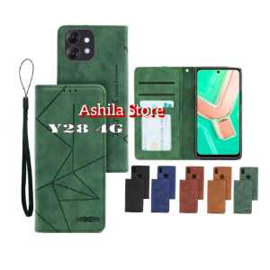 Case Flip magnet For VIVO Y28 4G  Casing Dompet Motif Flip Cover Leather Premium Sarung Buku HP