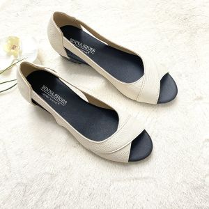 GIÀY nữ hở mũi da thật đế xuồng binna 17da mềm êm chân phối đồ công sở đẹp bảo hành keo đế 2 năm