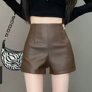 🦋 VEVE Korean version of leather shorts women s high waist pu large size loose thin casual a-line