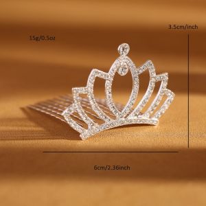 TUmama Lược chải tóc vương miện pha lê lấp lánh cho trẻ em phụ kiện tóc phong cách công chúa trang sức đội đầu thời trang