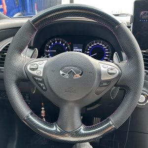 Kaly Hand Stitched non-slip Genuine Leather Forging pattern Steering Wheel Cover For Infiniti FX35 FX37 FX50 2009-2013 QX70 2014-2019 B8T9H