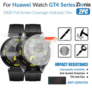 Zionia 2PCS HD Full Screen Curved Edge Full Coverage Protector Film For Huawei Watch GT4 GT 4 46mm 41mm Smart Watch HD 9H Unbreakable Invisibility Invisible TPU Soft Film Protective Film Explosion-proof Anti Scratch Film
