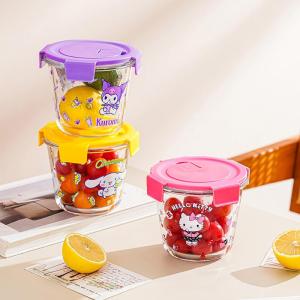 Christmas Gift Halloween Hot sanrio Kawaii Student Glass Grid Lunch Box Soup Bowl Hello Kitty Cartoon Cute School Dining Room Lunch Box Heating Tableware