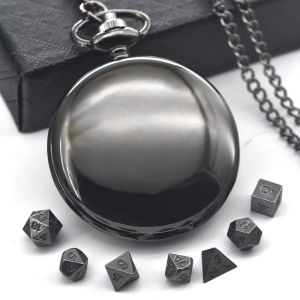 New Black Pocket Watch Box Dice Necklace Board Game Accessories Mens and Womens Fashion Accessories Childrens Gifts