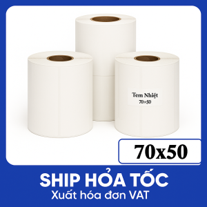 Giấy in nhiệt 70x50mm - Tem nhãn mã vạch - In rõ nét - Không cần mực
