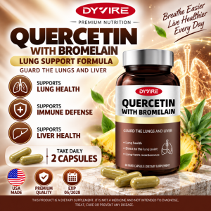 DYVIRE Quercetin with Bromelain 60 Hard Capsules USA Made Lung Support Formula Supports Lung Health Immune Defense & Liver Health Dietary Supplement EXP 05/2028