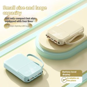 Hellobabyu nhỏ gọn pin sạc dự phòng với cáp và đèn LED tích hợp đồ sạc di động sức chứa lớn