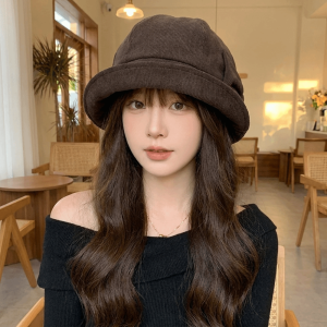 FRESHNOOK Warm Corduroy Bucket Hat Bowknot Small Brim Basin Cap Vintage Flattering for Face Shape Fisherman Cap Women