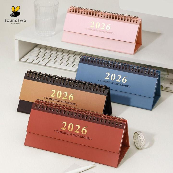 FOUNDTWO Thiết kế tối giản Lịch lật đứng 2026 Đóng sách xoắn ốc Lịch để ...