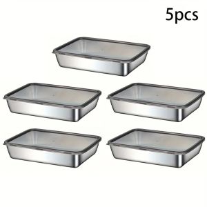 5pc Stainless Steel Food Storage Containers Set - Leak-Proof Lids Dishwasher Safe for Sandwich/Fruits/Home/Party2026