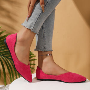 Free Shipping Korean-Style Plus-Size Pointed-Toe Flat Shoes New Women’S Collection Suitable For All Seasons With A Suede Upper And Flat Heel Perfect For Work