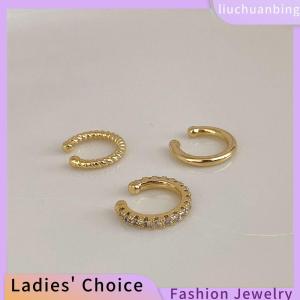 [COD] liuchuanbing Jewellery 3ชิ้นต่างหูกลมแบบเรียบง่ายคลิปหนีบกระดูกอ่อนต่างหูแบบไม่ต้องเจาะ