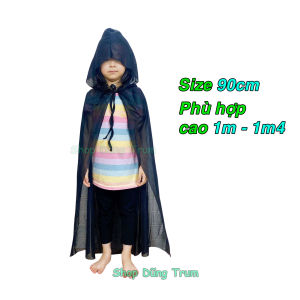 Áo choàng đen Phù Thủy kèm mũ liền hóa trang Ma cà rồng Halloween