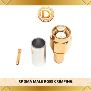KONEKTOR RP SMA MALE RG58 CRIMPING GOLD TAIWAN