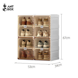 ANTBOX Rak Sepatu Susun Kekinian Ukuran 8 Sepatu Rak Sepatu Transparan Serbaguna Bebas Instalasi