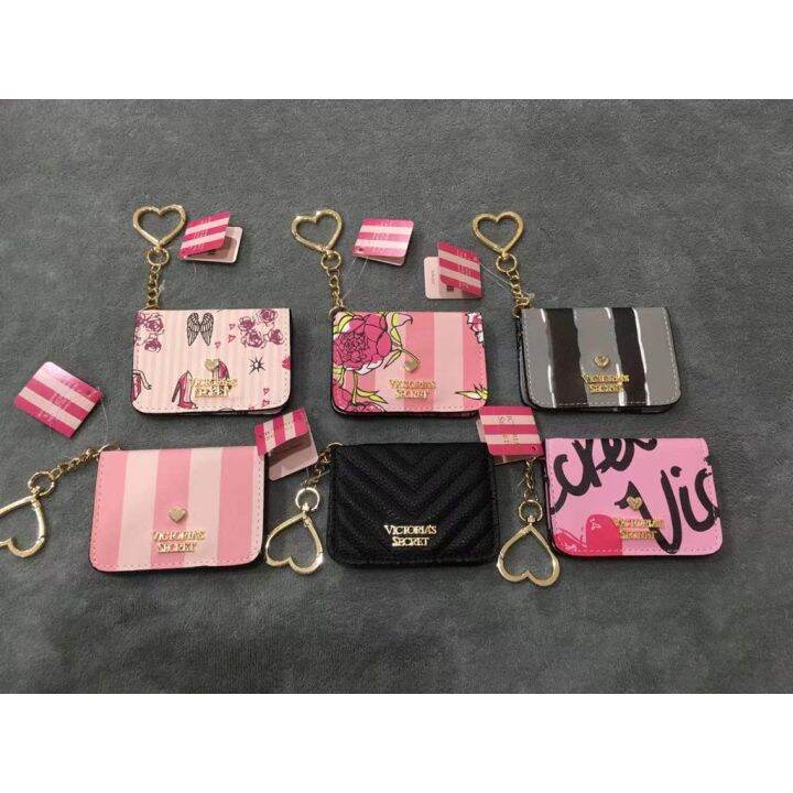 new victoria secret women PU coin card bag with key ring VS