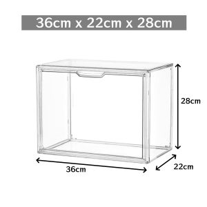Full Transparent Magnetic Side Drop Display Box Hard Case Plastic Shoe Box Dustproof Stackable Organization Storage Box