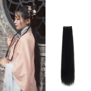 SUTONGXUE Phong cách Trung Quốc Bộ tóc giả Hanfu Cổ xưa Truyền thống Miếng đệm tóc giả Hanfu Không đường may Tự nhiên Tóc Thẳng Dài Phụ nữ