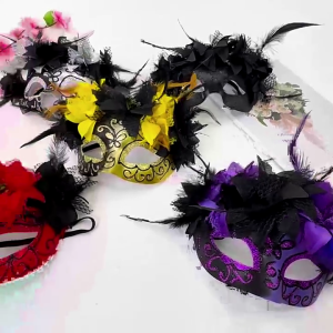 Feathered Mask Halloween Mask Masquerade Decoration Mask Feathered Cosplay Mask Half Face Mask for Men Women