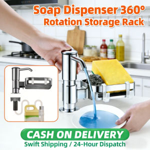 Kitchen soap dispenser extension tube sink soap pump with holder large capacity easy refill dishwashing liquid organizer