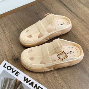 IELGY Platform Slippers Womens New Stylish Cut-Out Color-Blocked Beach Sandals