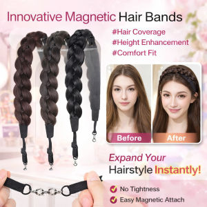Wig Accessories Magnetic Hair Extension Hair Bands Fishbone Braid Hairpiece High Crown Volume Detachable Ponytail Hairpiece for Women Hair Styling Accessories