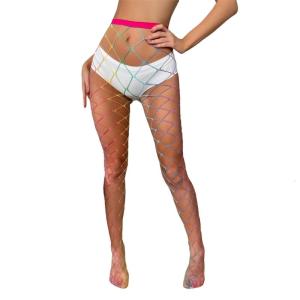 Phụ Nữ Sheer Fishnet Lưới khoét rỗng Pantyhose cầu vồng đầy màu sắc Cổ Điển Vớ Đáy Xà Cạp nội y tất