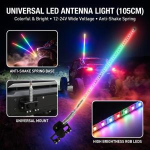 12 24V Premium Car Whip Lights Car Antenna Lights Flashing Antenna Lights Truck Car LED Whip Lamp Truck Running Streamer